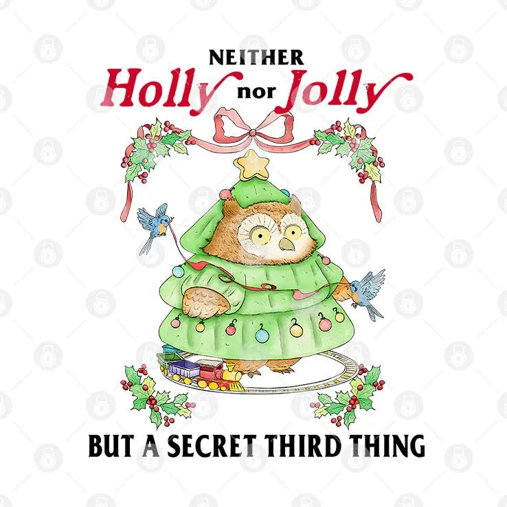 Neither Holly Nor Jolly But A Secret Third Thing Owl Christmas Shirt