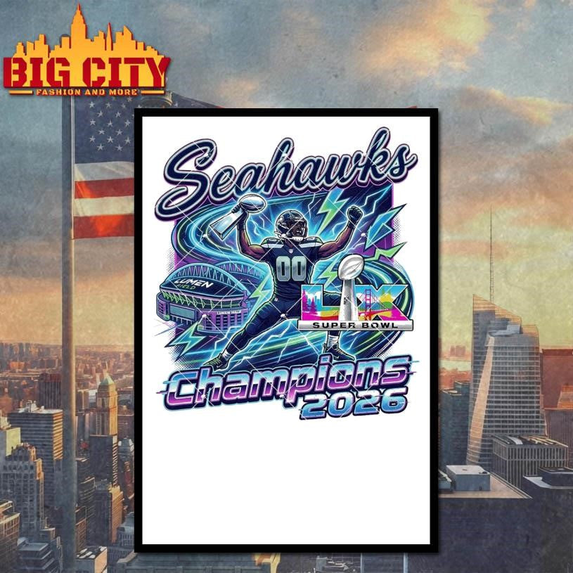 Neon Champions Seahawks 2026 Seattle Football Big LX Game Shirt