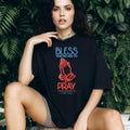Neon Pray and Bless Luke 6h28 Christian Graphic T Shirt Black Streetwear
