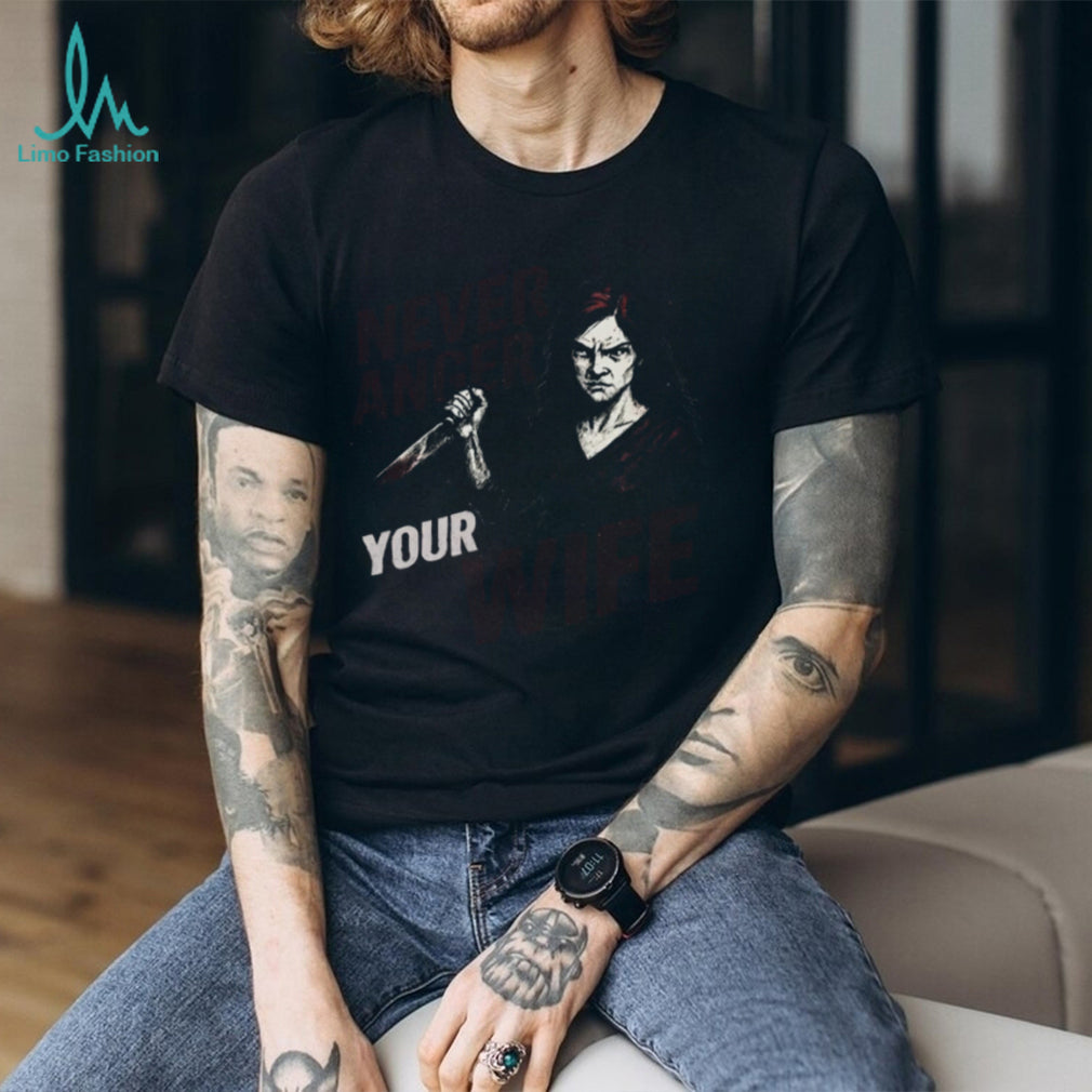 Never Anger Your Wife Angry Woman with Knife Horror Tee