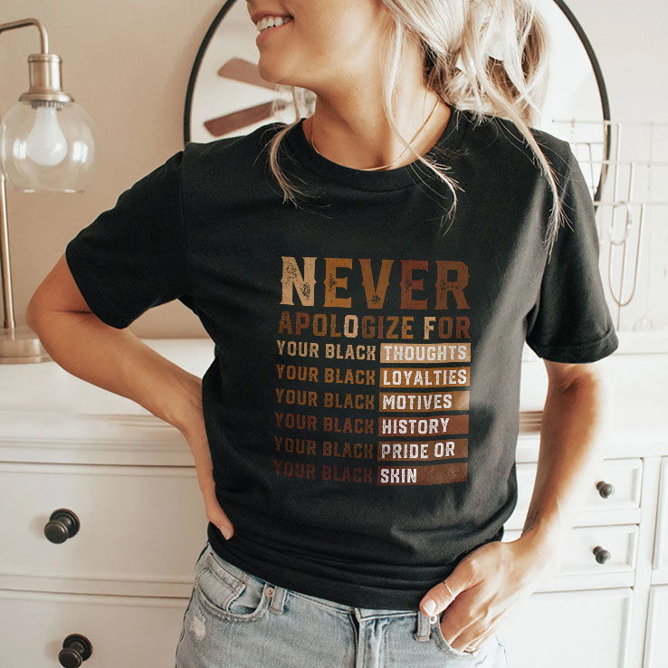 Never Apologize For Your Black Thoughts Your Black Loyalties Your Black History Shirt