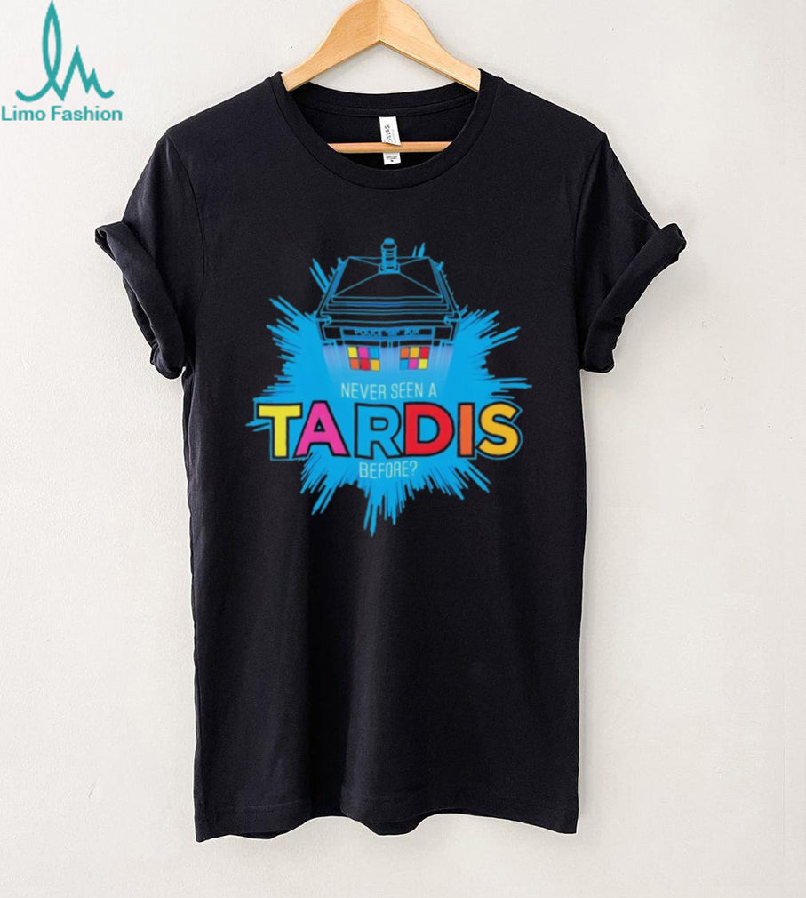 Never Seen A TARDIS Before Retro Sci Fi Police Box T Shirt