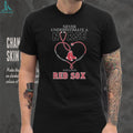 Never Underestimate A Nurse Who Loves Red Sox Baseball Stethoscope T Shirt