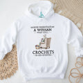 Never Underestimate A Woman Who Crochets In Her Seventies Gift T Shirt