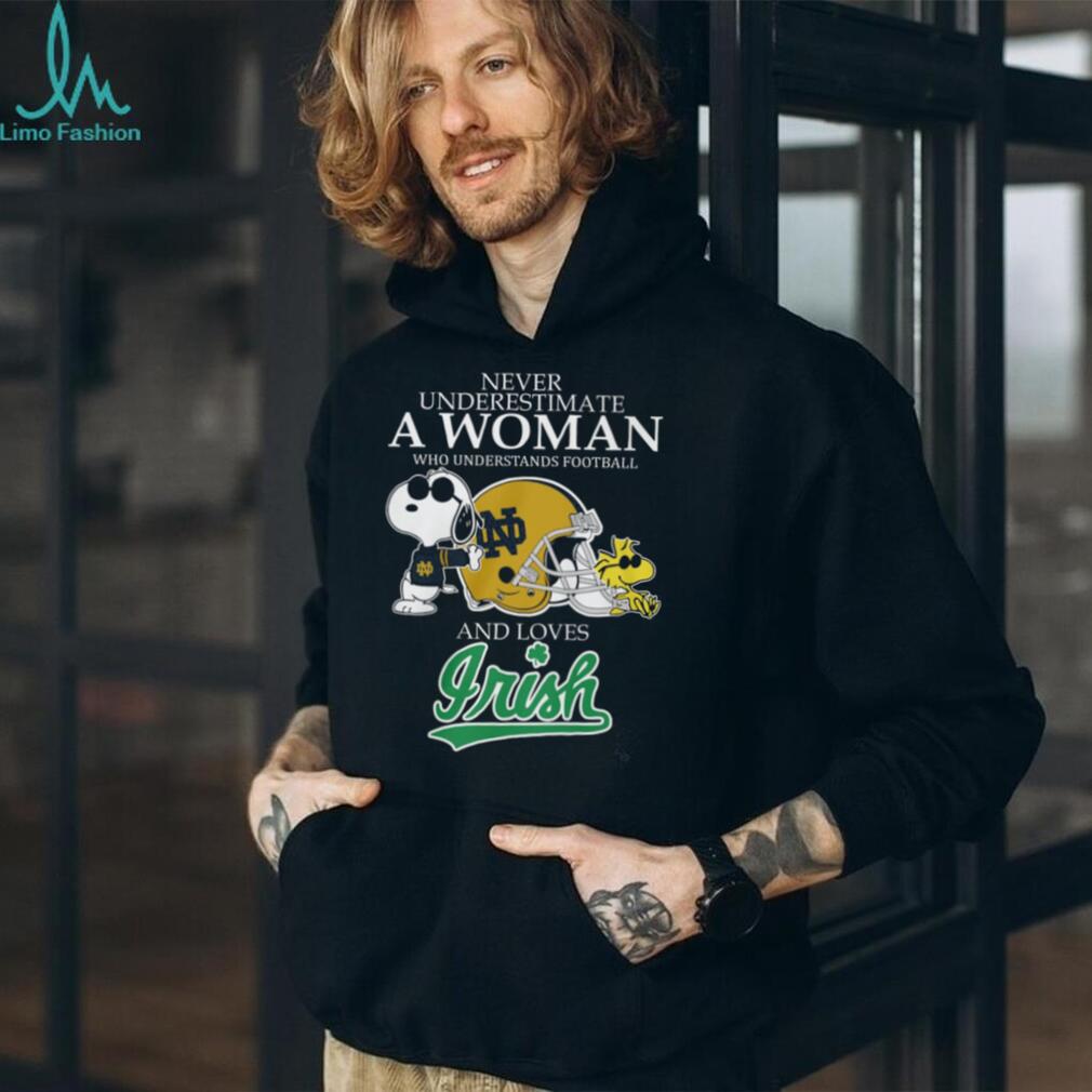 Never Underestimate A Woman Who Loves Notre Dame Irish Football T Shirt