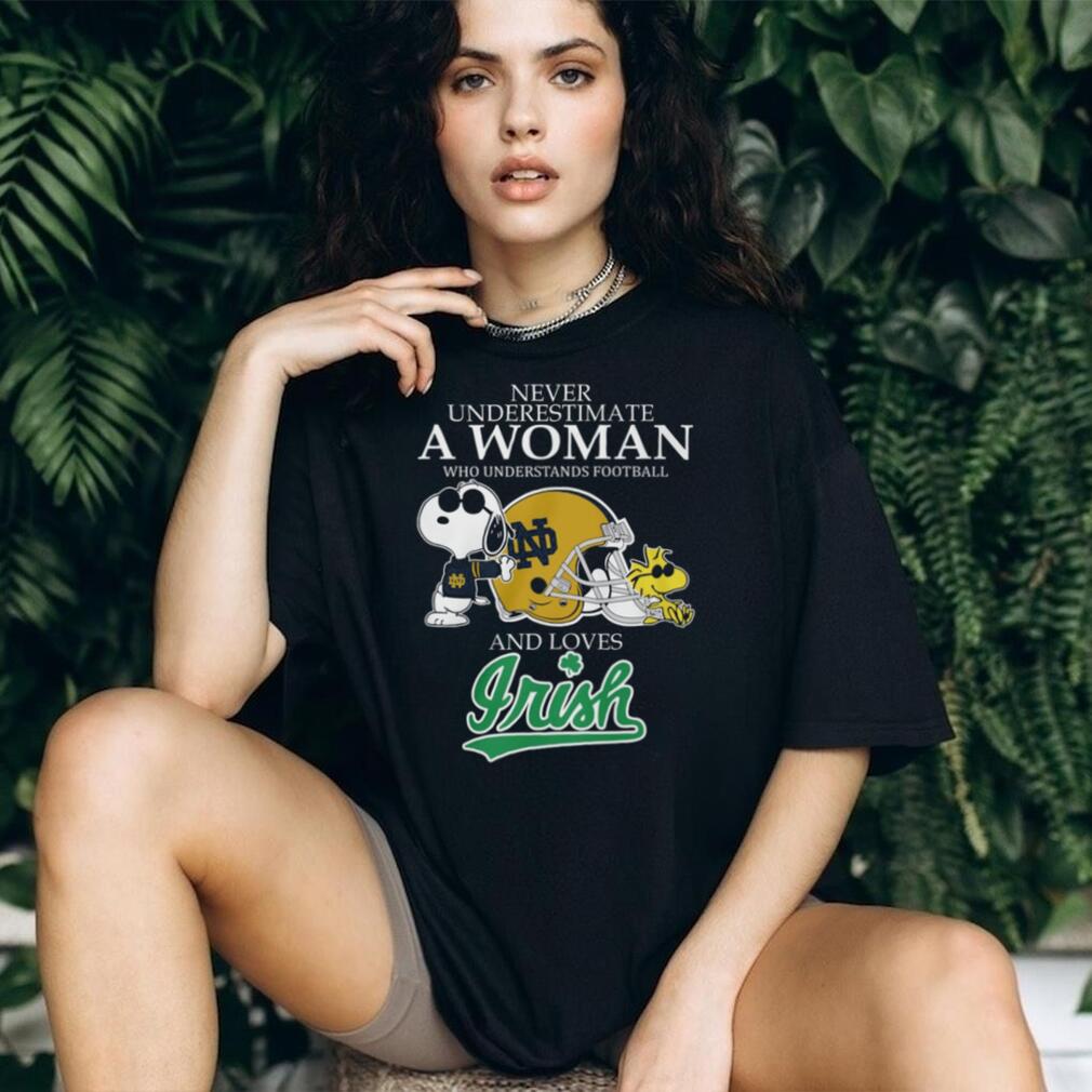 Never Underestimate A Woman Who Loves Notre Dame Irish Football T Shirt