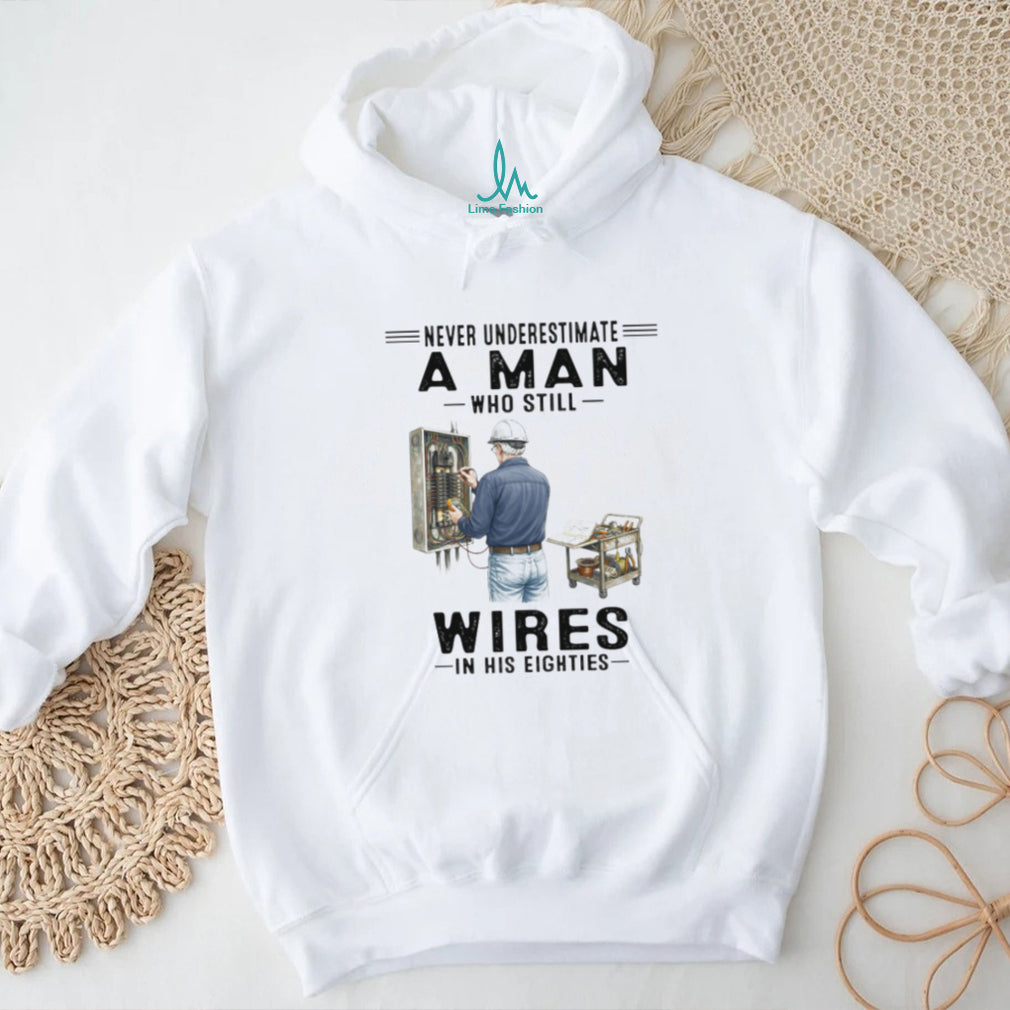 Never Underestimate An Electrician In His Eighties Retro T Shirt