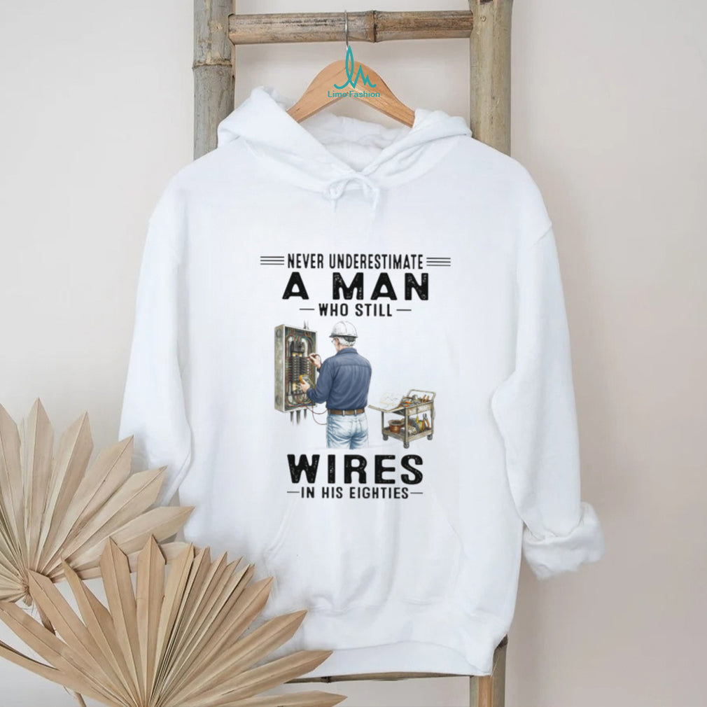 Never Underestimate An Electrician In His Eighties Retro T Shirt