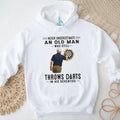 Never Underestimate An Old Man Who Throws Darts In His Seventies T Shirt