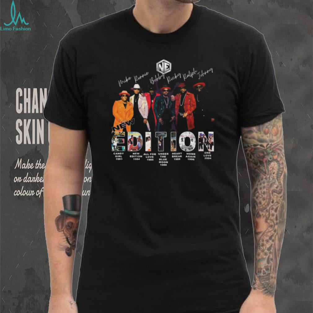 New Edition 40th Anniversary Group Photo Album Discography Signatures T Shirt