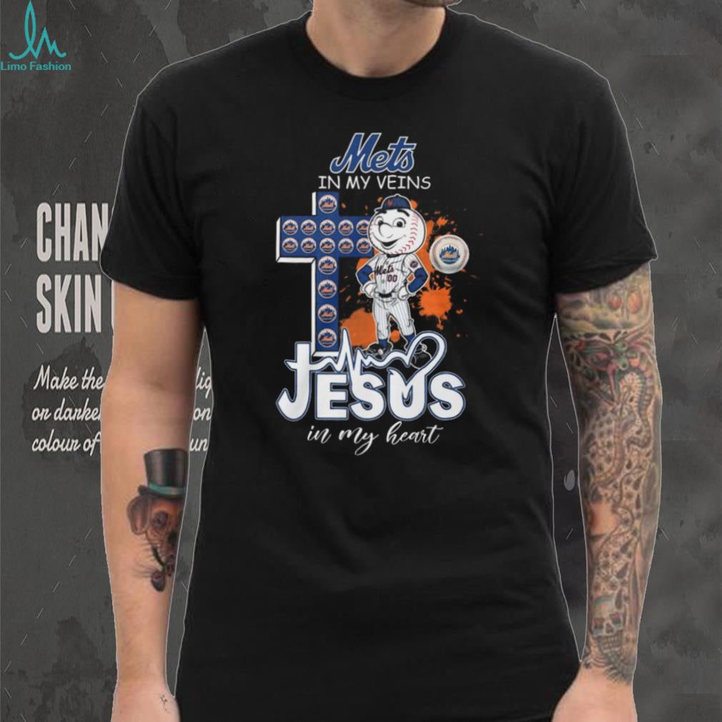 New York Mets In My Veins Jesus In My Heart Baseball Fan T Shirt