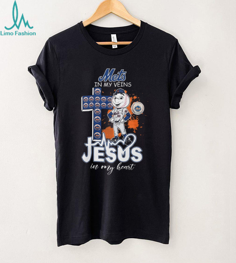 New York Mets In My Veins Jesus In My Heart Baseball Fan T Shirt