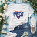 New York Mets Retro Wordmark Oatmeal Heather Crewneck T shirt