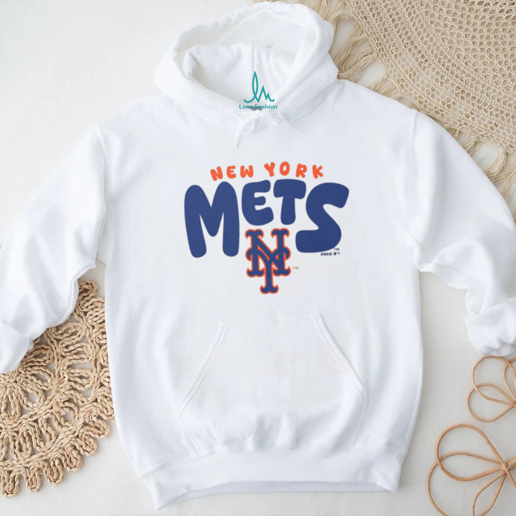 New York Mets Retro Wordmark Oatmeal Heather Crewneck T shirt