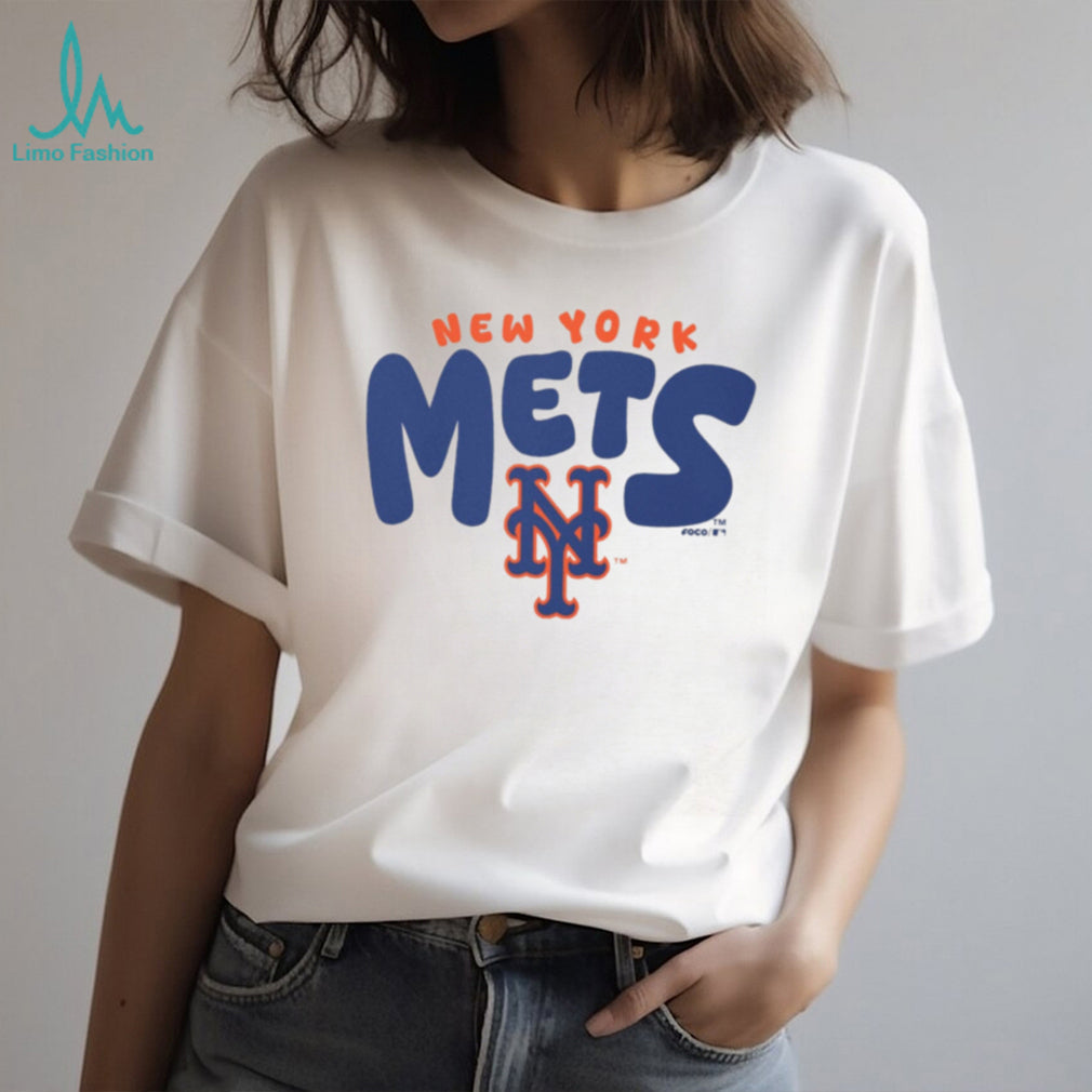 New York Mets Retro Wordmark Oatmeal Heather Crewneck T shirt