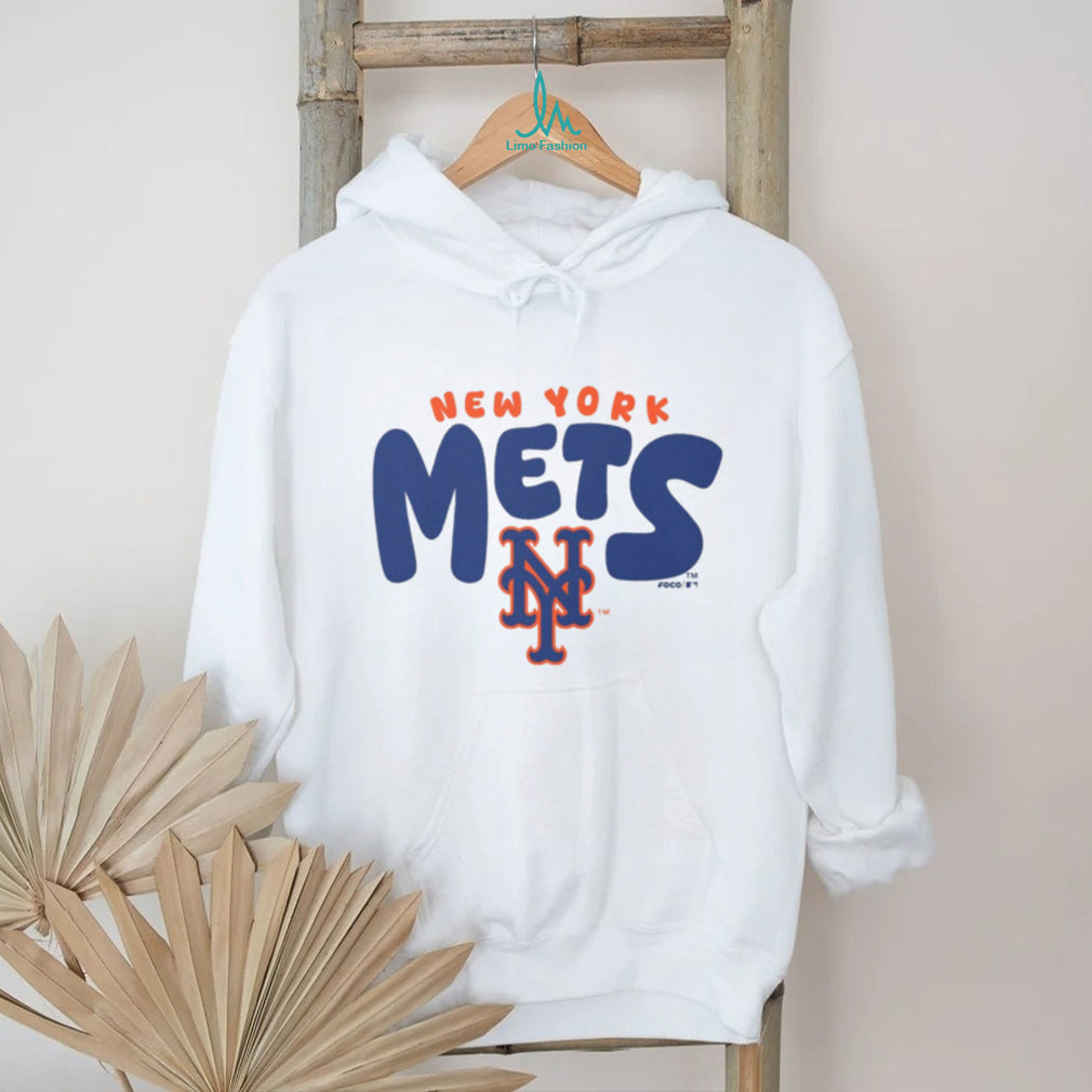 New York Mets Retro Wordmark Oatmeal Heather Crewneck T shirt