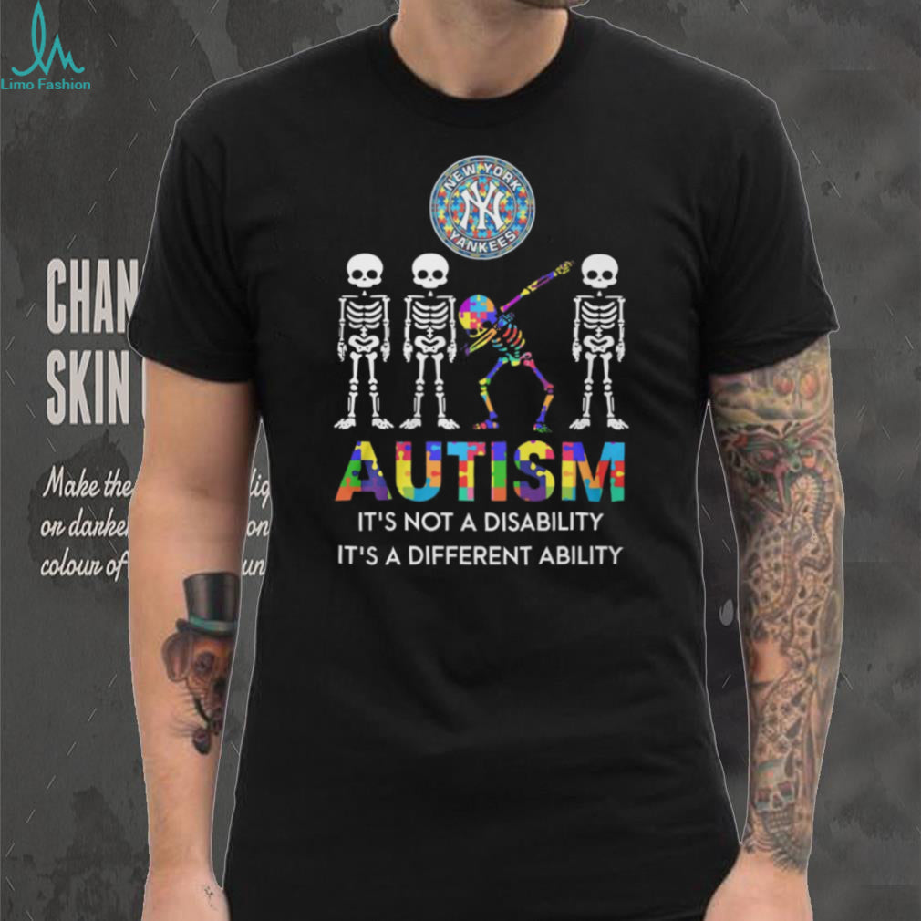 New York Yankees Autism Awareness Different Ability Skeleton T Shirt