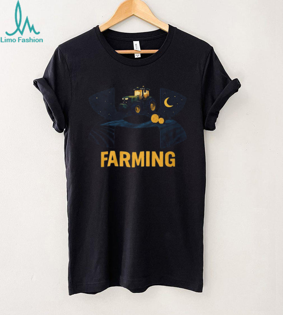 Night Farming Tractor and Harvest Moon Graphic T Shirt