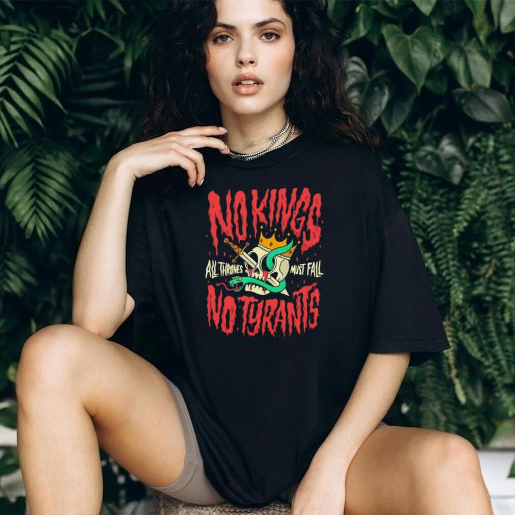 No Kings No Tyrants All Thrones Must Fall Skull and Snake Black T Shirt