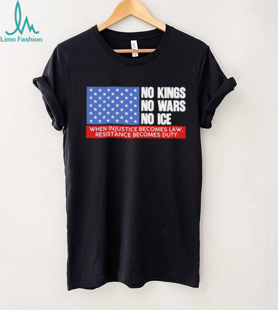 No Kings No Wars No ICE Political Resistance US Flag T shirt