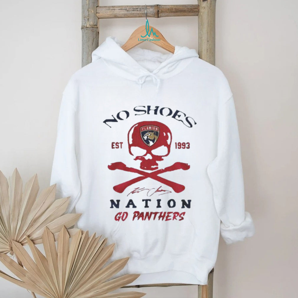 No Shoes Nation Go Panthers Florida Hockey Skull Crossbones T Shirt