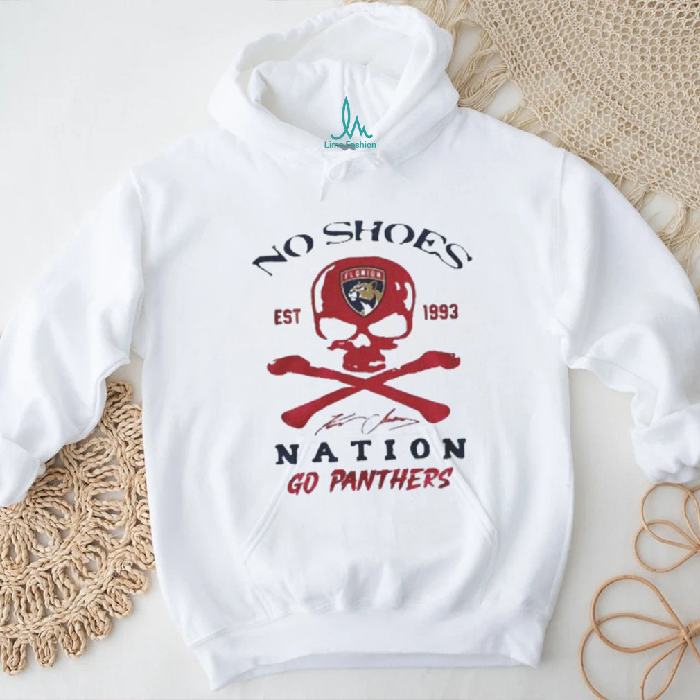No Shoes Nation Go Panthers Florida Hockey Skull Crossbones T Shirt