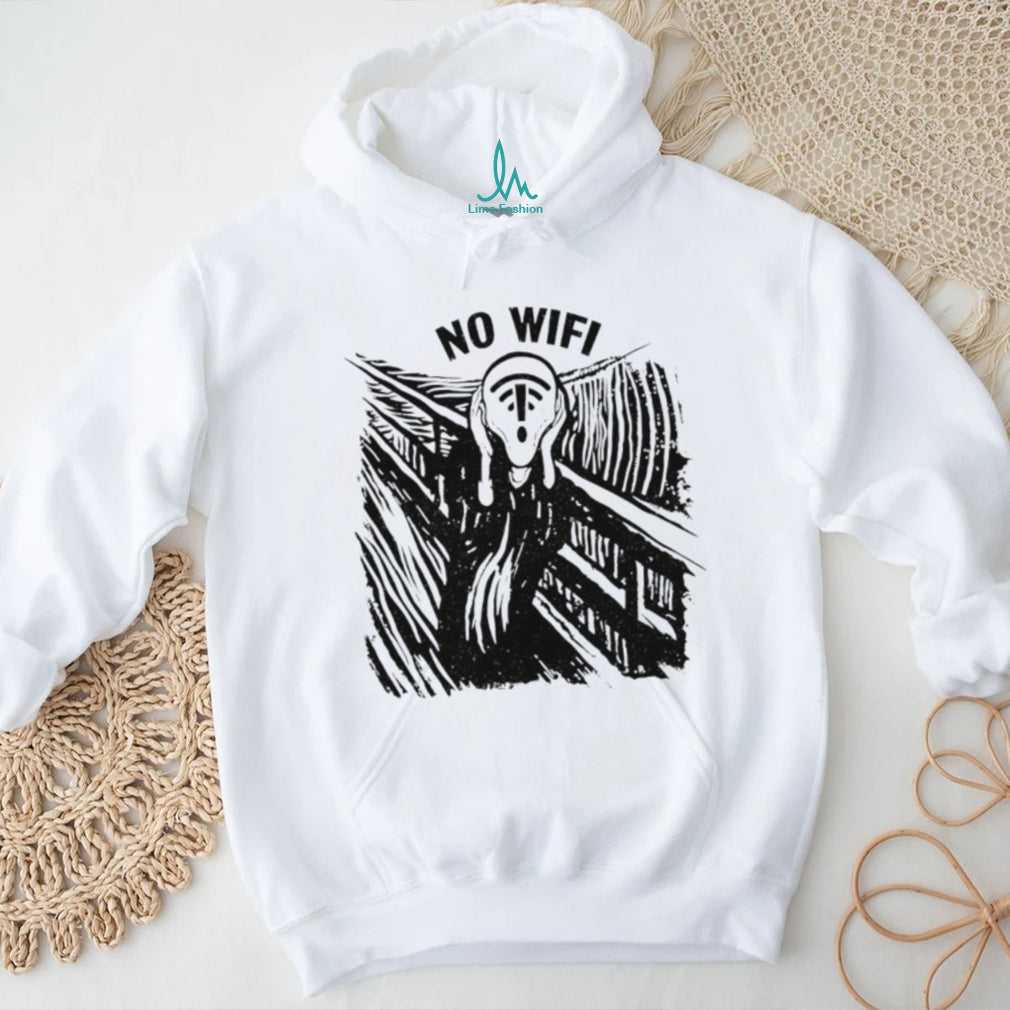 No WiFi The Scream Parody Modern Anxiety Internet Connection Graphic T Shirt