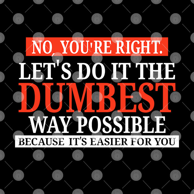 No You’re Right Let’s Do It The Dumbest Way Possible Because It’s Easier For You Shirt