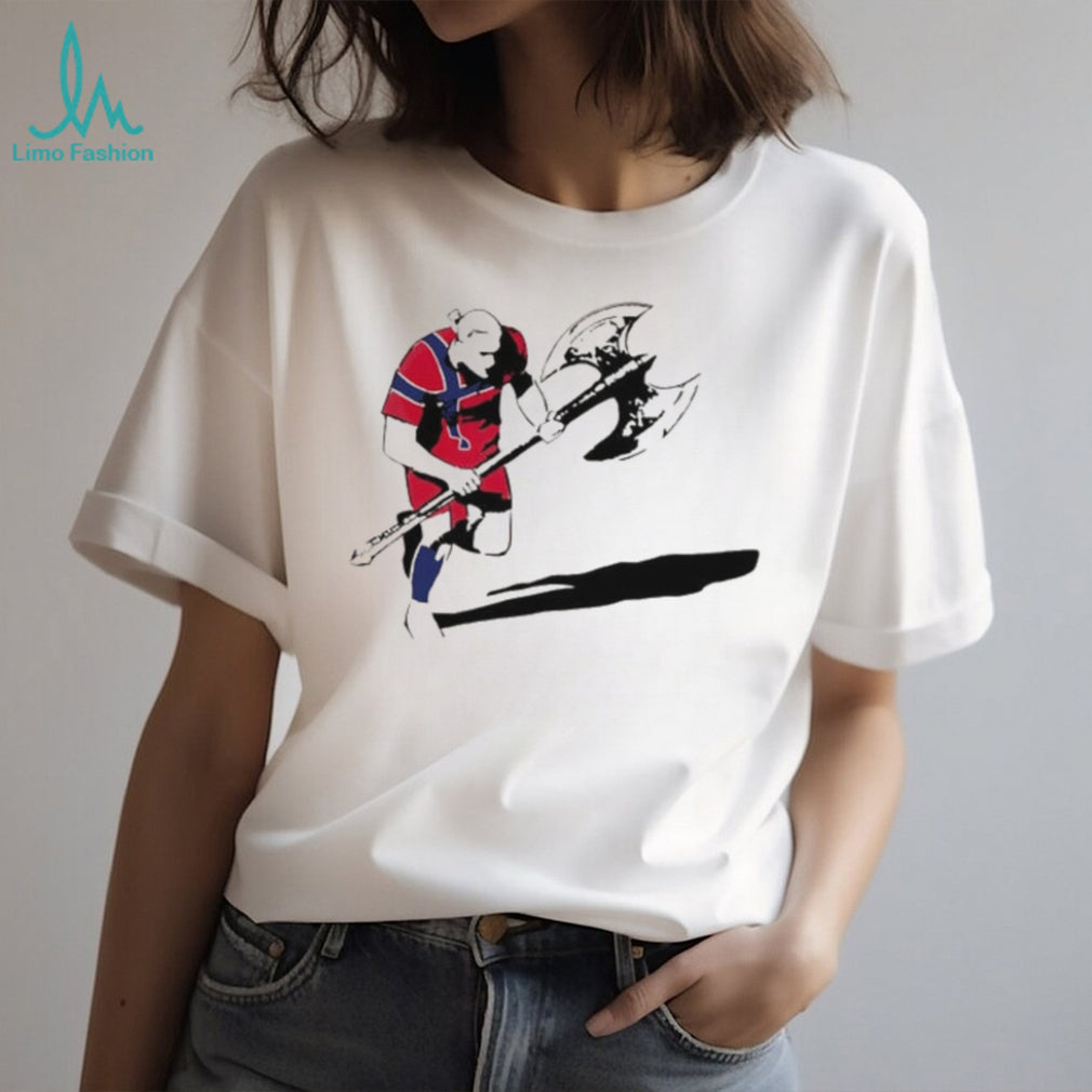 Norway Erling Haaland holding battle axe 2026 World Cup meme shirt