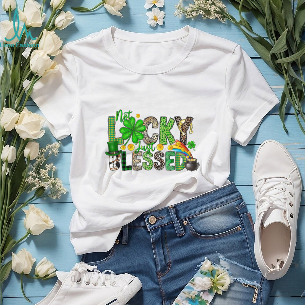 Not Lucky Just Blessed Shamrock Leopard Print St. Paddy’s Tee