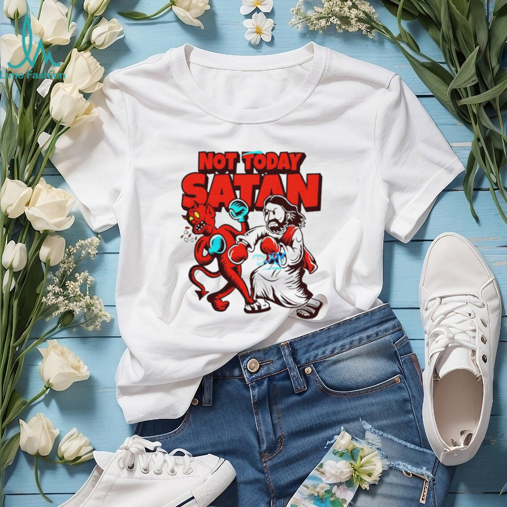 Not Today Satan Jesus Boxing Devil Funny Christian Graphic T Shirt