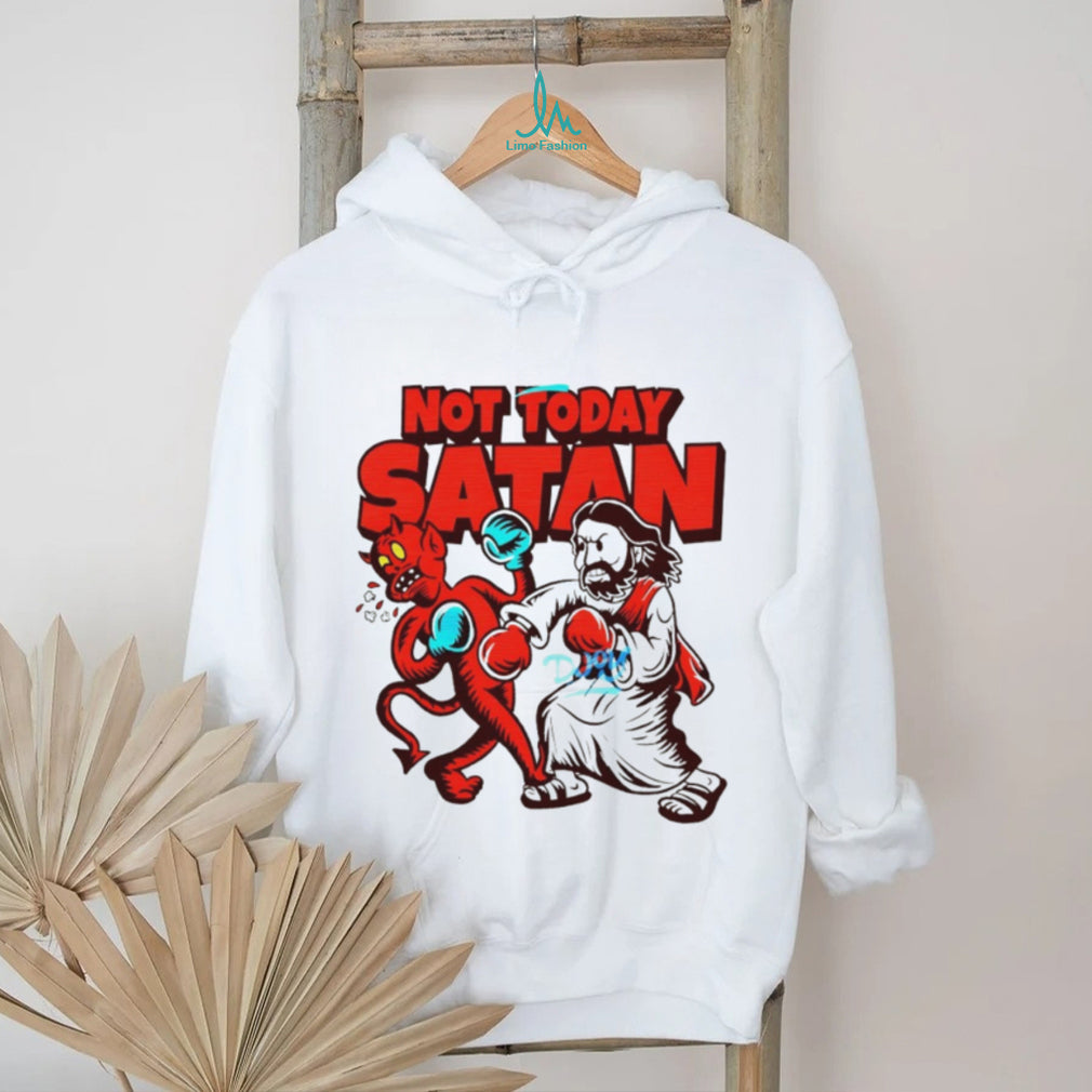 Not Today Satan Jesus Boxing Devil Funny Christian Graphic T Shirt