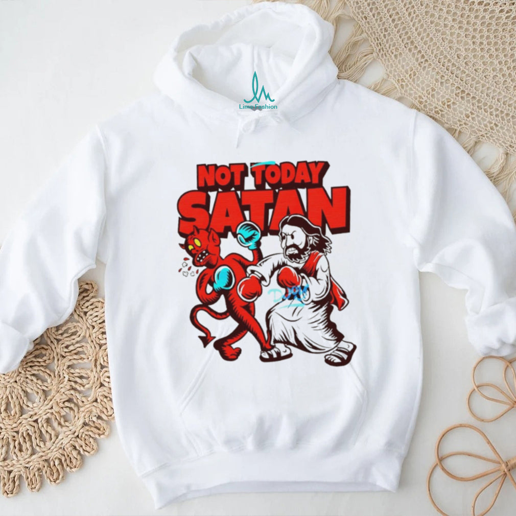 Not Today Satan Jesus Boxing Devil Funny Christian Graphic T Shirt