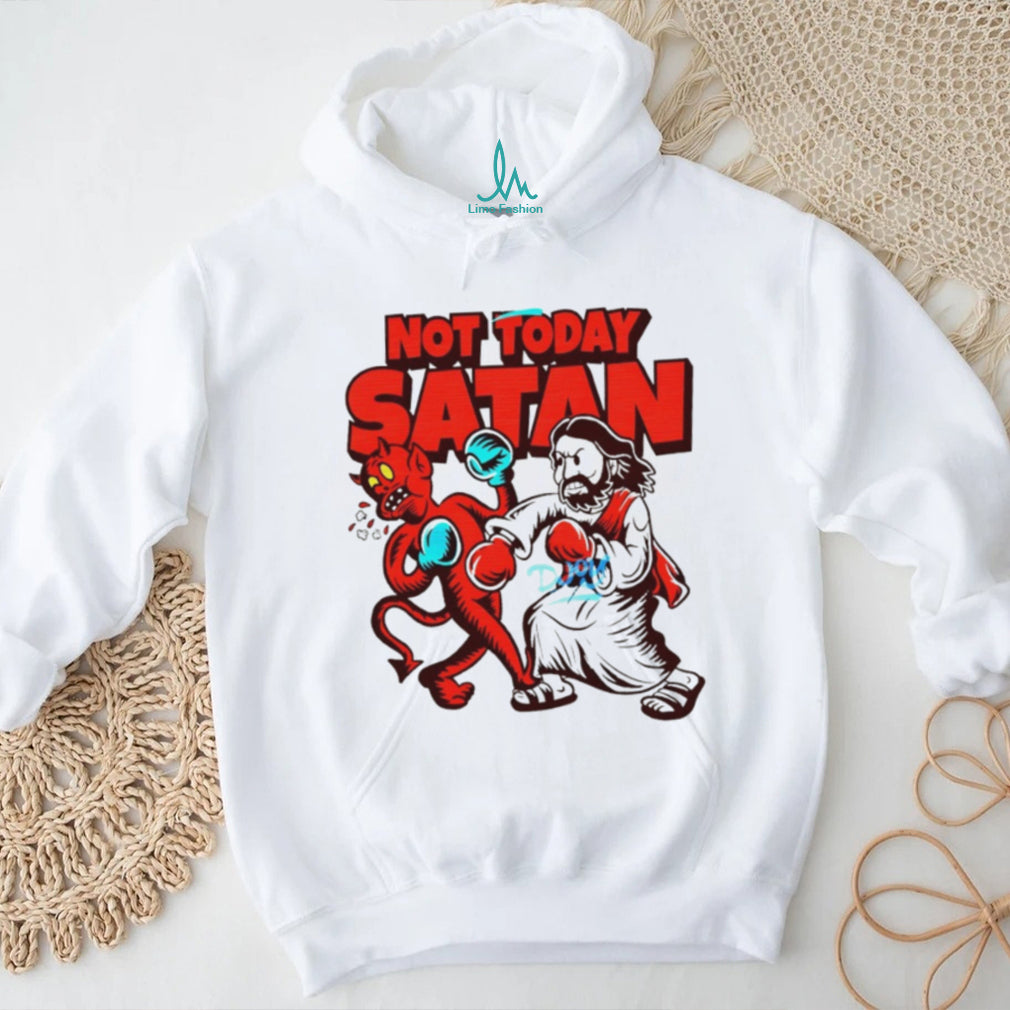 Not Today Satan Jesus Boxing Devil Funny Christian T Shirt