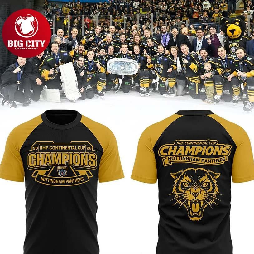 Nottingham Panthers Continental Champions 2026 Celebrate Two Sided Shirt