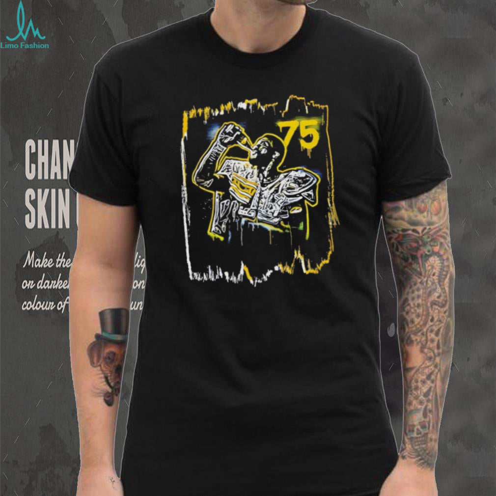 Number 75 Football Player Drinking Celebration Graphic T Shirt