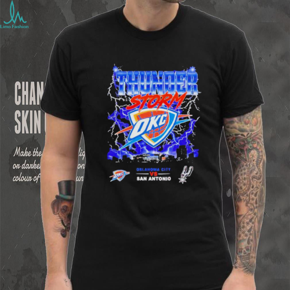 OKC Thunders vs San Antonio Spurs 2026 NBA Western Conference Finals Playoffs Thunderstorm graphic shirt