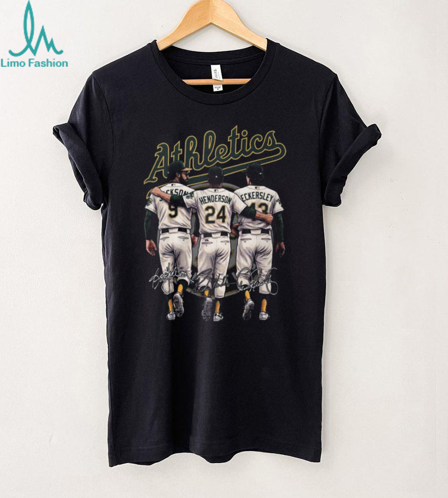 Oakland Athletics Legends Signatures T Shirt Jackson Henderson Eckersley