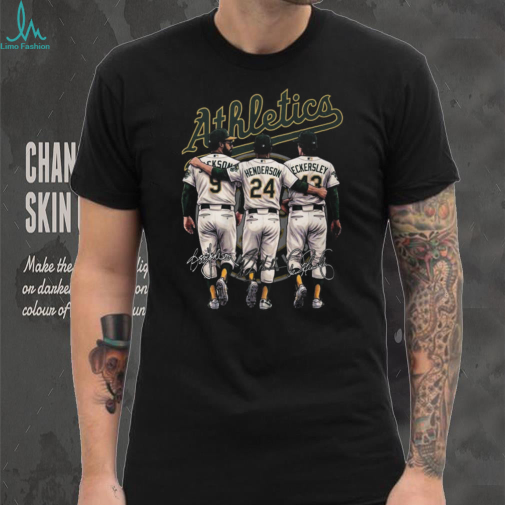 Oakland Athletics Legends Signatures T Shirt Jackson Henderson Eckersley