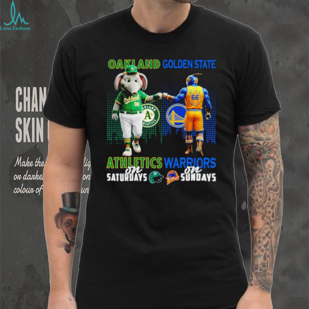 Oakland Athletics and Golden State Warriors T Shirt Athletics on Saturdays Warriors on Sundays