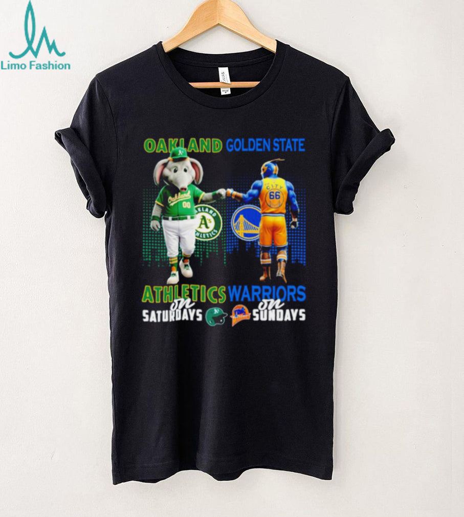 Oakland Athletics and Golden State Warriors T Shirt Athletics on Saturdays Warriors on Sundays