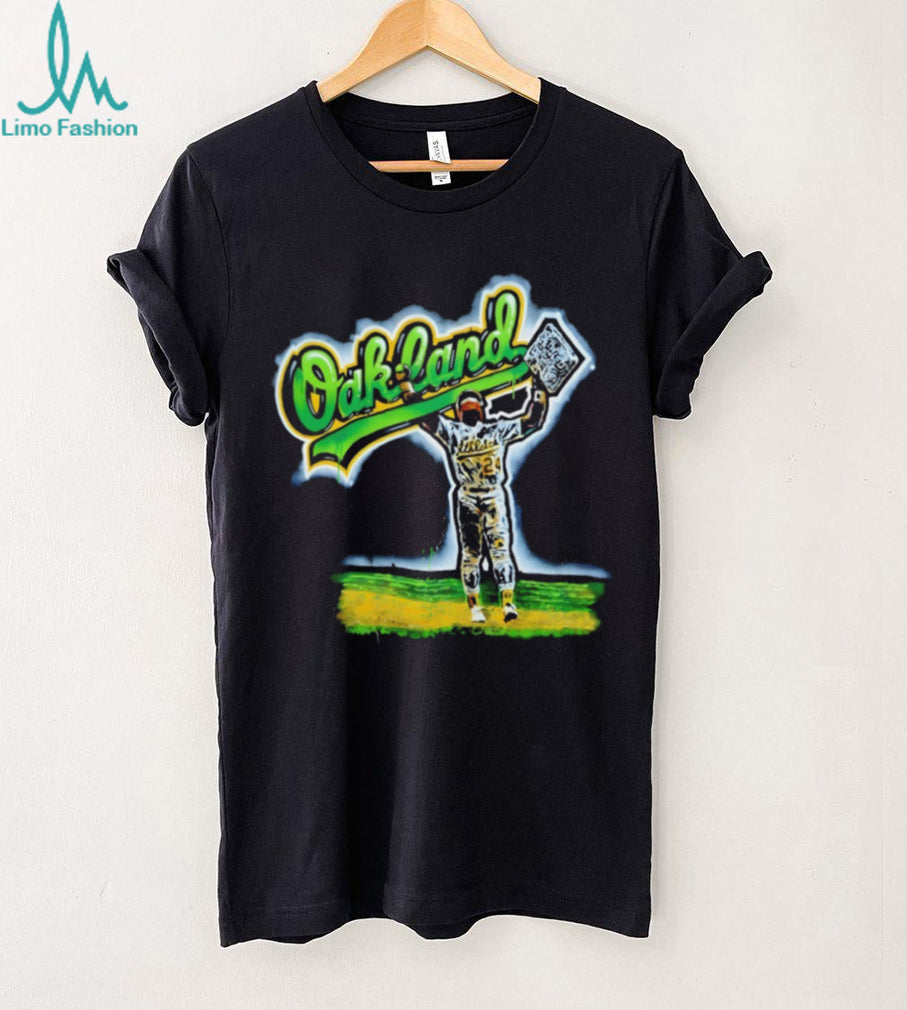 Oakland Baseball Rickey Henderson Airbrush Style Tribute T Shirt
