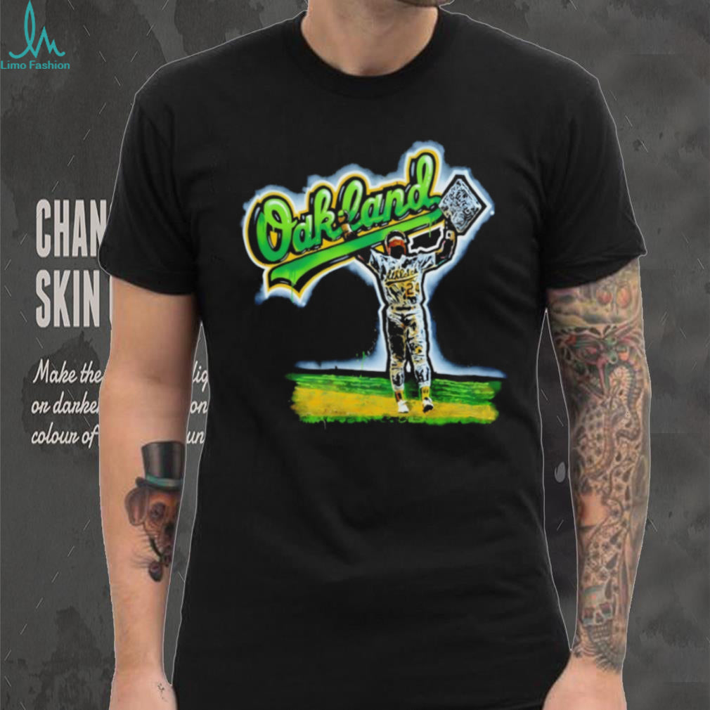 Oakland Baseball Rickey Henderson Airbrush Style Tribute T Shirt