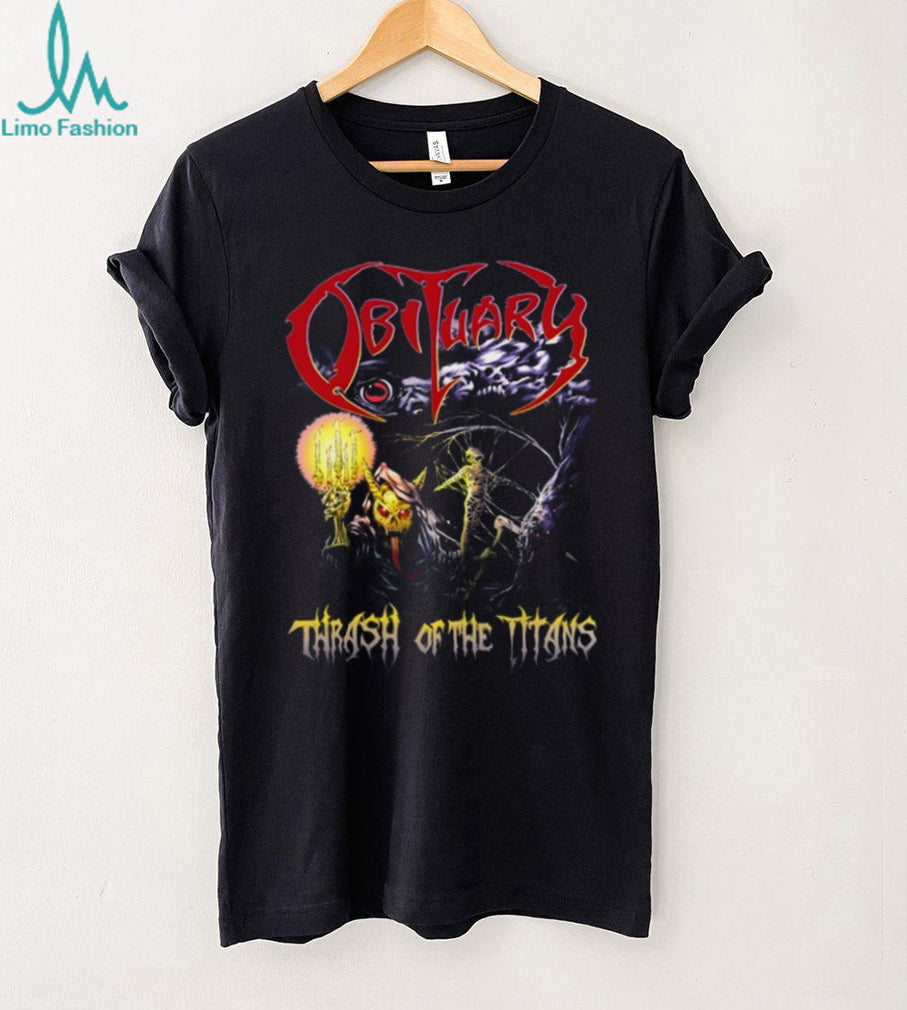 Obituary Band Thrash of the Titans Skeleton Fantasy Art T Shirt