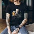 Octopus Holding Beer Mug Funny Nautical Illustration T Shirt
