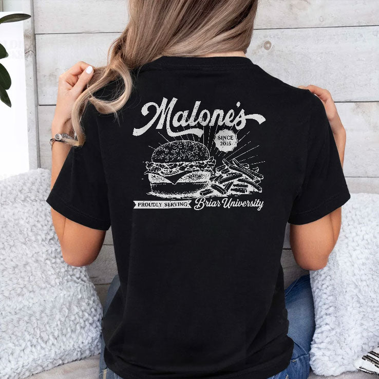 Off-Campus Malone’s Burgers Proudly Serving Briar University T Shirt