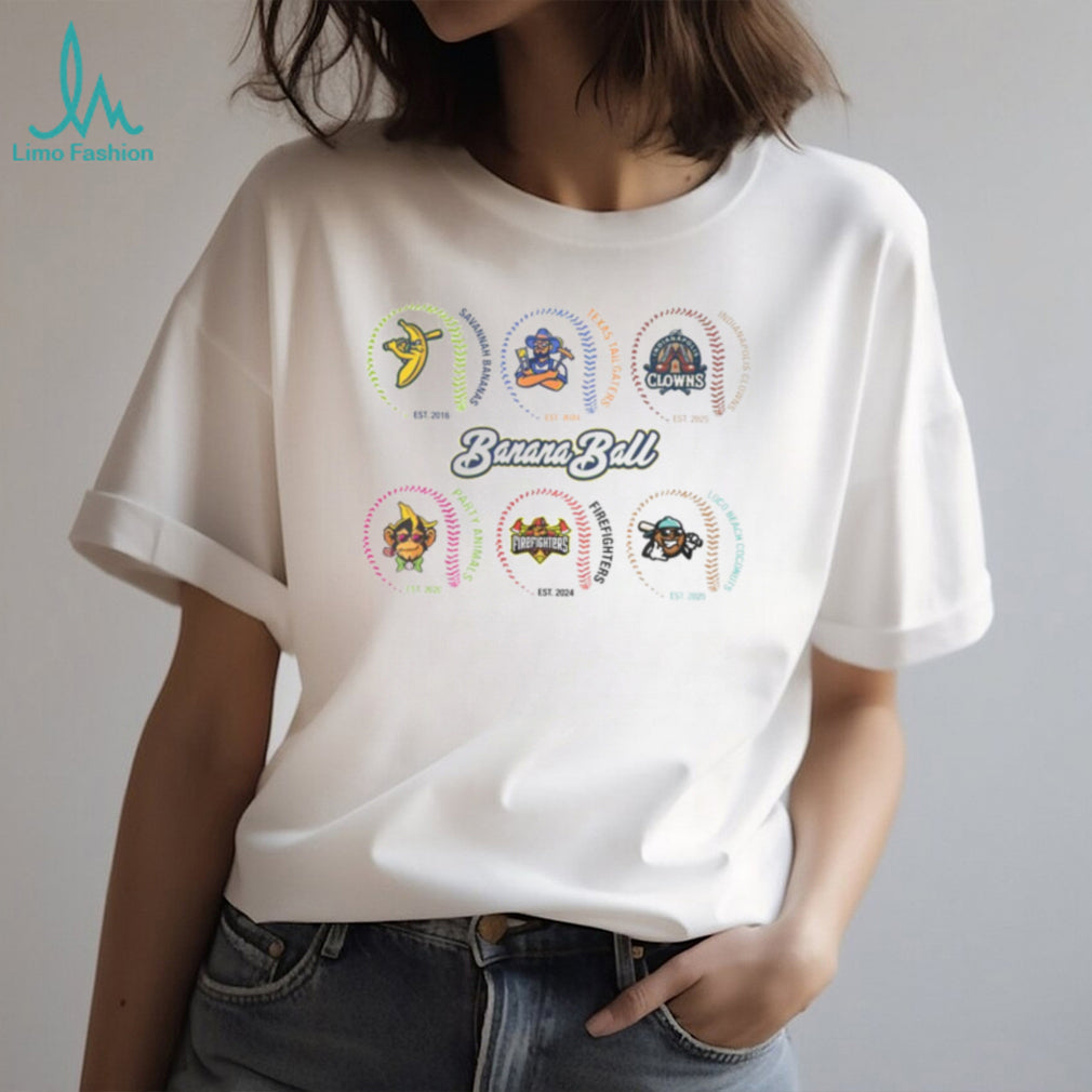 Banana Ball League Teams Logos Aesthetic Baseball T Shirt