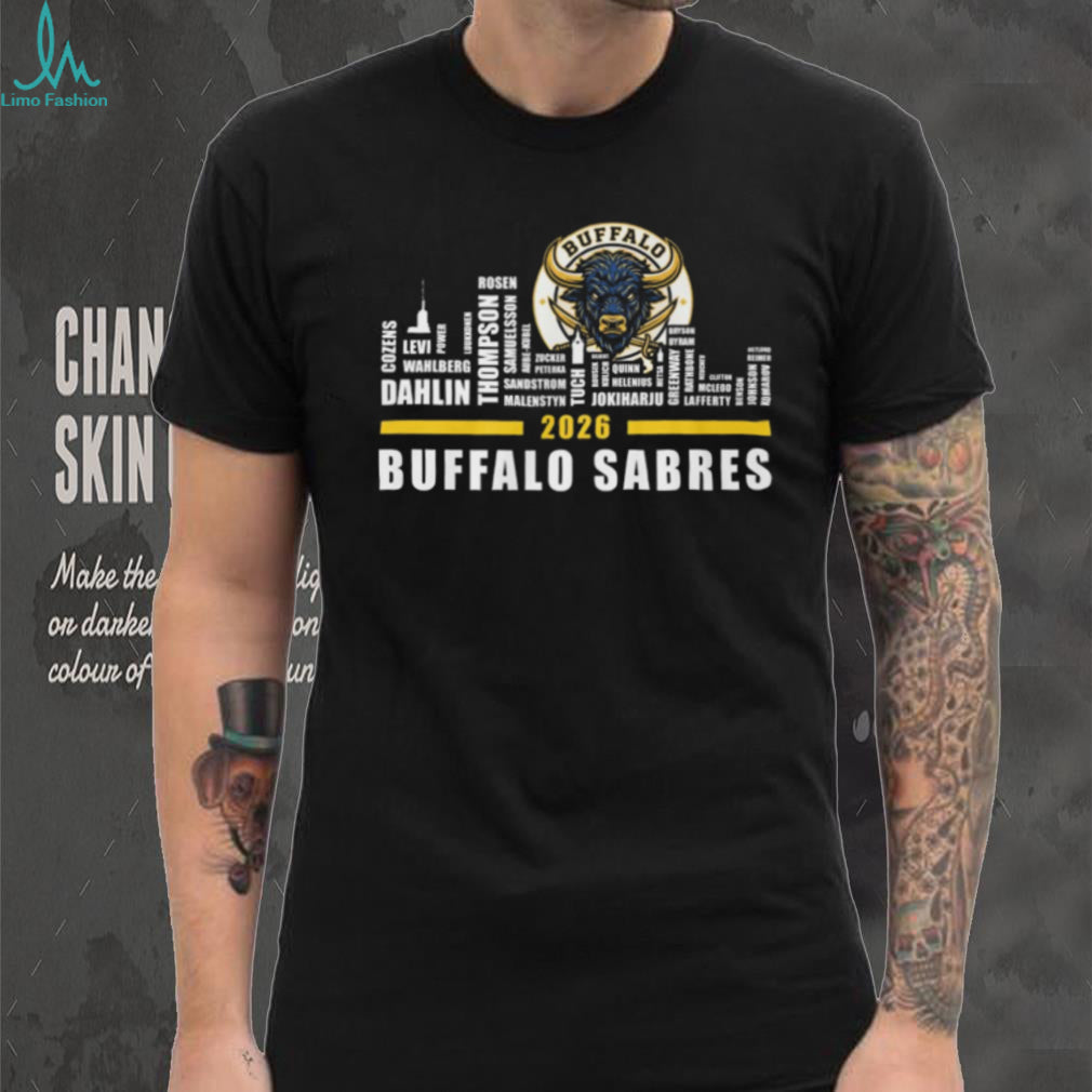 Buffalo Sabres 2026 Roster Player Names Skyline T Shirt