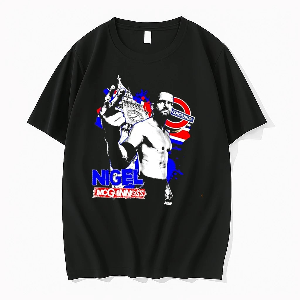 Officials Aew Ground Nigel Mcguinness Big Ben Union Jack Mens T Shirt Sweater
