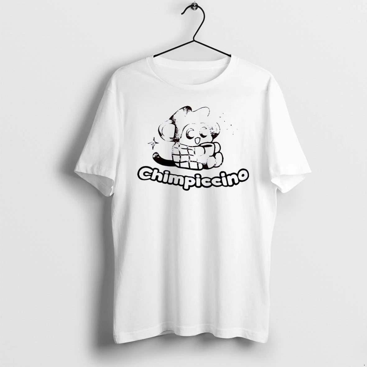 Officials Chimpiccino Cartoon Chimpanzee Plaid Blanket Coffee Cup Distressed White Womens T Shirt Sweater